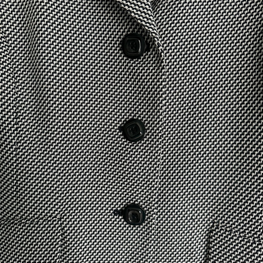 LE SUIT Black White Houndstooth Blazer Women Size 12p Lined Long Sleeve Pockets - Picture 2 of 6